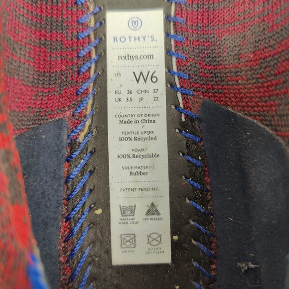 Rothy's The‎ Point Flat Womens 6 Crimson Heather Red Blue Halo Slip On Shoes - Picture 8 of 11